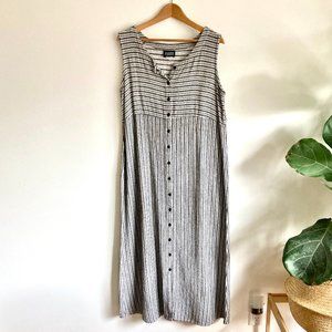 Eileen Fisher long v-neck maxi dress stripe medium